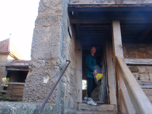 Terry climbs up to the guard stations.